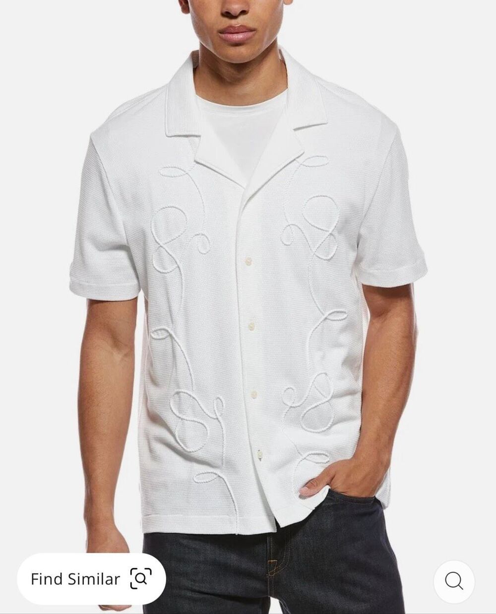 Scotch & Soda White Knit Embroidered Camp Shirt NWT Western Button Up Sz L